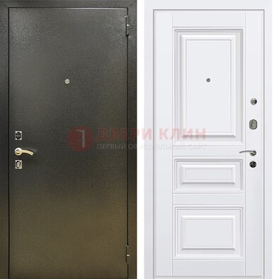 Железная темно-серая дверь с порошковым напылением и белой МДФ ДП-274 в Одинцово