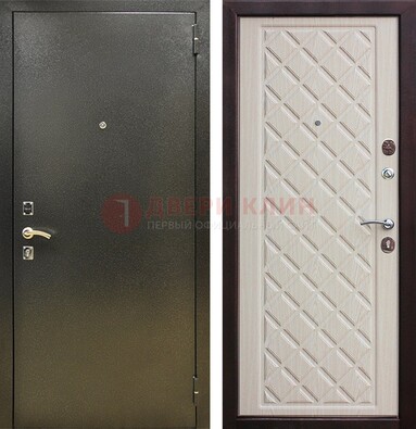 Темно-серая железная дверь с порошковым покрытием и филенчатой МДФ ДП-289 в Одинцово