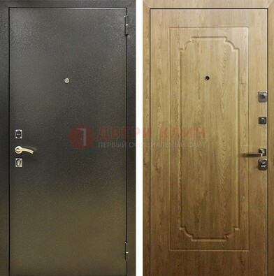 Темно-серая входная дверь с порошковым покрытием и МДФ Золотой дуб ДП-291 в Одинцово