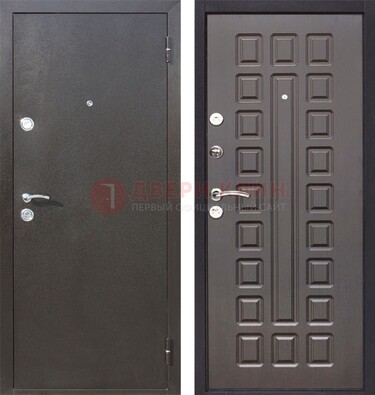 Коричневая железная дверь с порошковым окрасом ДП-63 в Одинцово