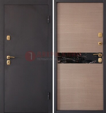 Коричневая металлическая дверь с порошковым окрасом ДП-82 в Одинцово