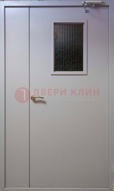 Белая железная подъездная дверь ДПД-4 в Одинцово