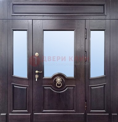 Филенчатая металлическая дверь с панелью МДФ и стеклом ДПР-102 в Одинцово