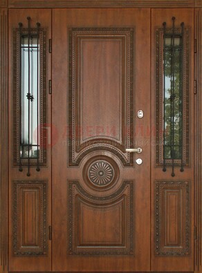 Парадная распашная стальная дверь Винорит со стеклом ДПР-106 в Одинцово