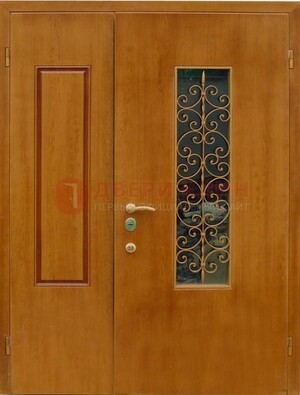 Входная дверь Дверь со вставками из стекла и ковки ДПР-20 в холл в Балашихе