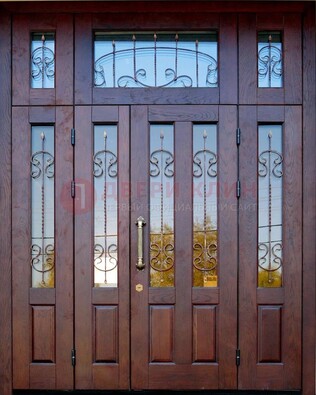 Парадная дверь с прямоугольными стеклянными вставками ДПР-5 для частного дома в Одинцово