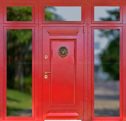 Красная парадная дверь для частного дома ДПР-88 в Одинцово