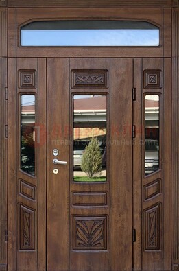 Парадная стальная дверь Винорит со стеклом и резьбой ДПР-97 в Одинцово