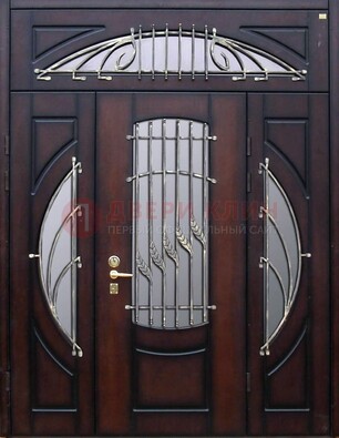 Парадная дверь со стеклянными вставками и ковкой ДПР-9 для улицы в Одинцово