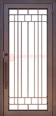 Стальная решетчатая дверь в коричневом цвете ДР-12 в Одинцово