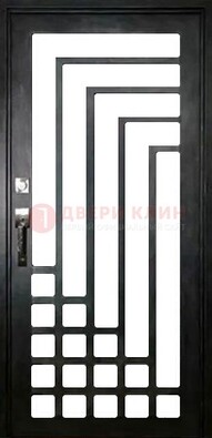 Черная стальная решетчатая дверь в современном стиле ДР-43 в Одинцово