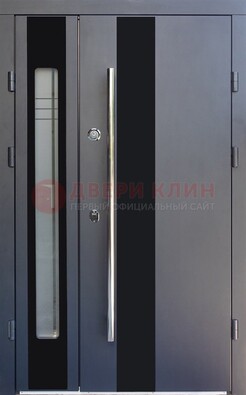 Серая стальная дверь со стеклом ДС-11 в Одинцово
