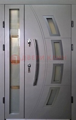 Серая железная дверь для дома со стеклом ДС-17 в Одинцово
