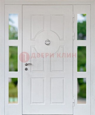 Белая стальная дверь со стеклом и фрамугами ДС-20 в Одинцово