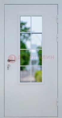 Белая железная дверь порошок со стеклом ДС-31 в Одинцово