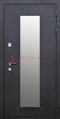 Черная стальная дверь порошок со стеклом ДС-33 в Одинцово