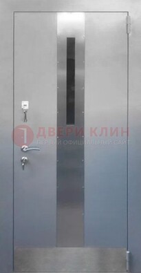 Серая металлическая дверь со стеклом ДС-74 в Одинцово