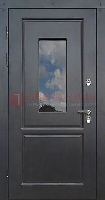Чёрная металлическая дверь со стеклом ДС-77 в Одинцово