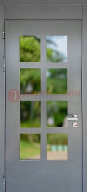 Серая металлическая дверь со стеклом ДС-78 в Одинцово