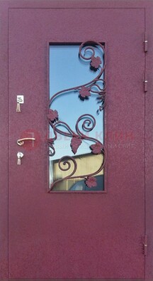 Железная дверь Порошок со стеклом и ковкой лозы ДСК-220 в Одинцово