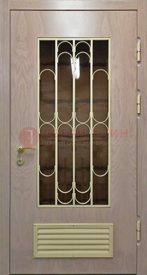 Железная дверь Винорит со стеклом и ковкой с решеткой ДСК-265 в Твери