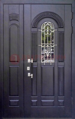 Входная дверь Винорит со стеклом и ковкой с узором ДСК-270 в Одинцово