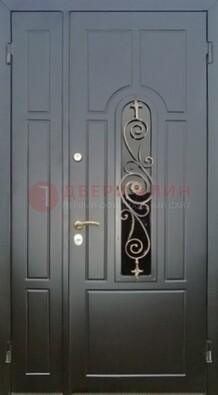Металлическая дверь Винорит со стеклом в темном цвете ДСК-276 в Одинцово