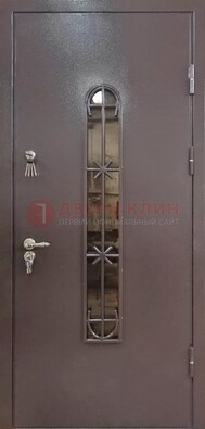 Металлическая дверь Порошок с небольшим стеклом и ковкой ДСК-282 в Одинцово