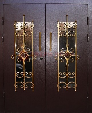 Металлическая дверь с ковкой и остеклением ДСК-49 в Одинцово