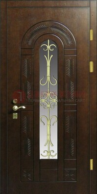 Дизайнерская металлическая дверь со стеклом и ковкой ДСК-50 в Одинцово