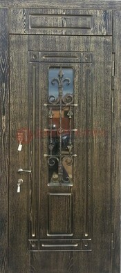 Зеленая входная дверь со стеклом и ковкой ДСК-67 в Иваново