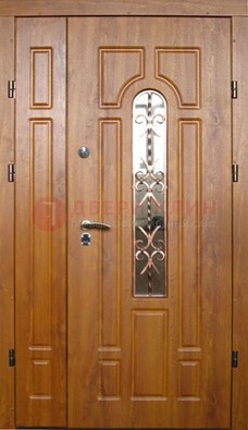 Стальная дверь со стеклом и цветной ковкой ДСК-78 для панельного дома в Одинцово