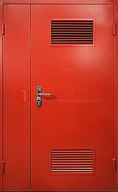 Красная железная техническая дверь с вентиляционными решетками ДТ-4 в Одинцово