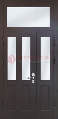 Черная тамбурная дверь со стеклянными вставками ДТМ-38 в Одинцово