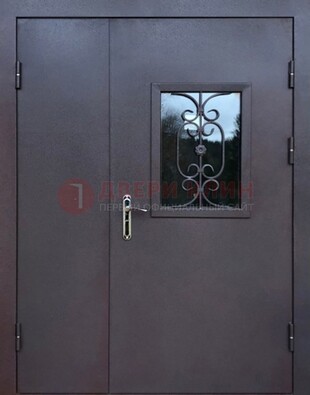 Тамбурная дверь Порошок со стеклом и ковкой ДТМ-48 в Одинцово