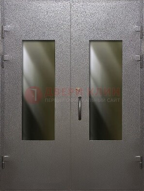 Серая тамбурная дверь со стеклянными вставками ДТМ-8 в Одинцово
