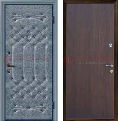 Серая металлическая дверь с винилискожей ДВ-35 в Одинцово