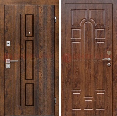 Стальная коричневая дверь с МДФ и коричневой МДФ внутри ДМ-1388 в Одинцово