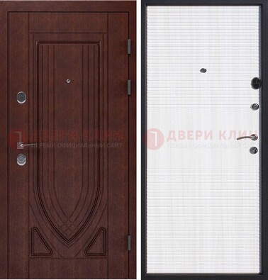Уличная темная филенчатая дверь с виноритом и МДФ Белый ясень ДВТ-141 в Одинцово