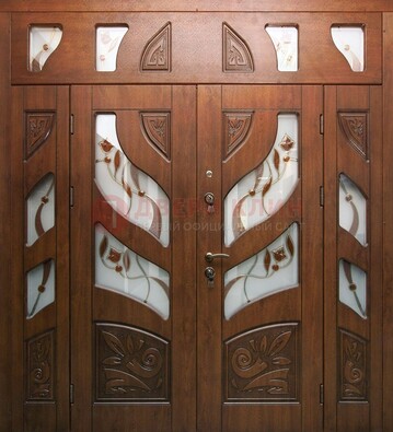 Элитная двухстворчатая дверь с витражным стеклом ДВТ-173 в Одинцово