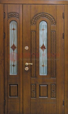 Темная стальная дверь с виноритом и стеклом ДВТ-179 в Одинцово