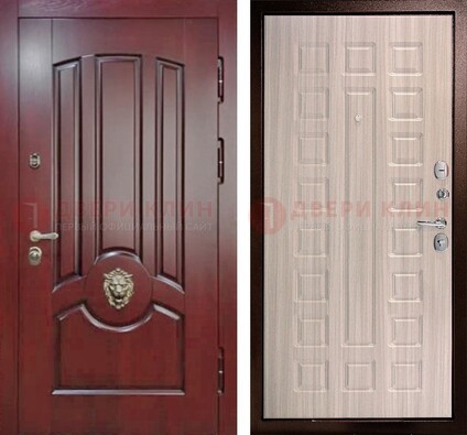 Темно-красная входная дверь с виноритом ДВТ-234 в Одинцово