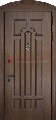 Коричневая стальная дверь с виноритом в форме арки ДВТ-237 в Одинцово