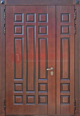 Коричневая полуторная металическая дверь с виноритом ДВТ-240 в Одинцово