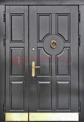 Черная металическая дверь с виноритом для дома ДВТ-241 в Одинцово