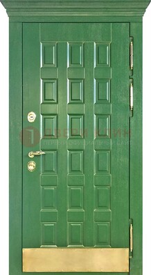 Входная зеленая дверь с виноритом для коттеджа ДВТ-249 в Смоленске