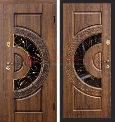 Металлическая дверь с виноритом и панелью Золотой Дуб ДВТ-71 в Можайске