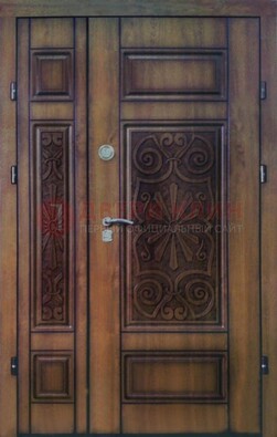 Входная железная дверь с виноритом и резьбой ДВТ-96 в Одинцово
