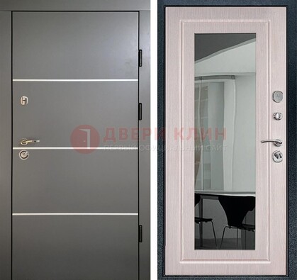 Черная металлическая дверь с зеркалом ДЗ-12 в Одинцово
