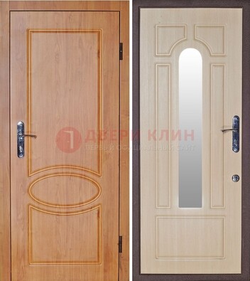 Светлая железная дверь с зеркалом ДЗ-24 в Одинцово